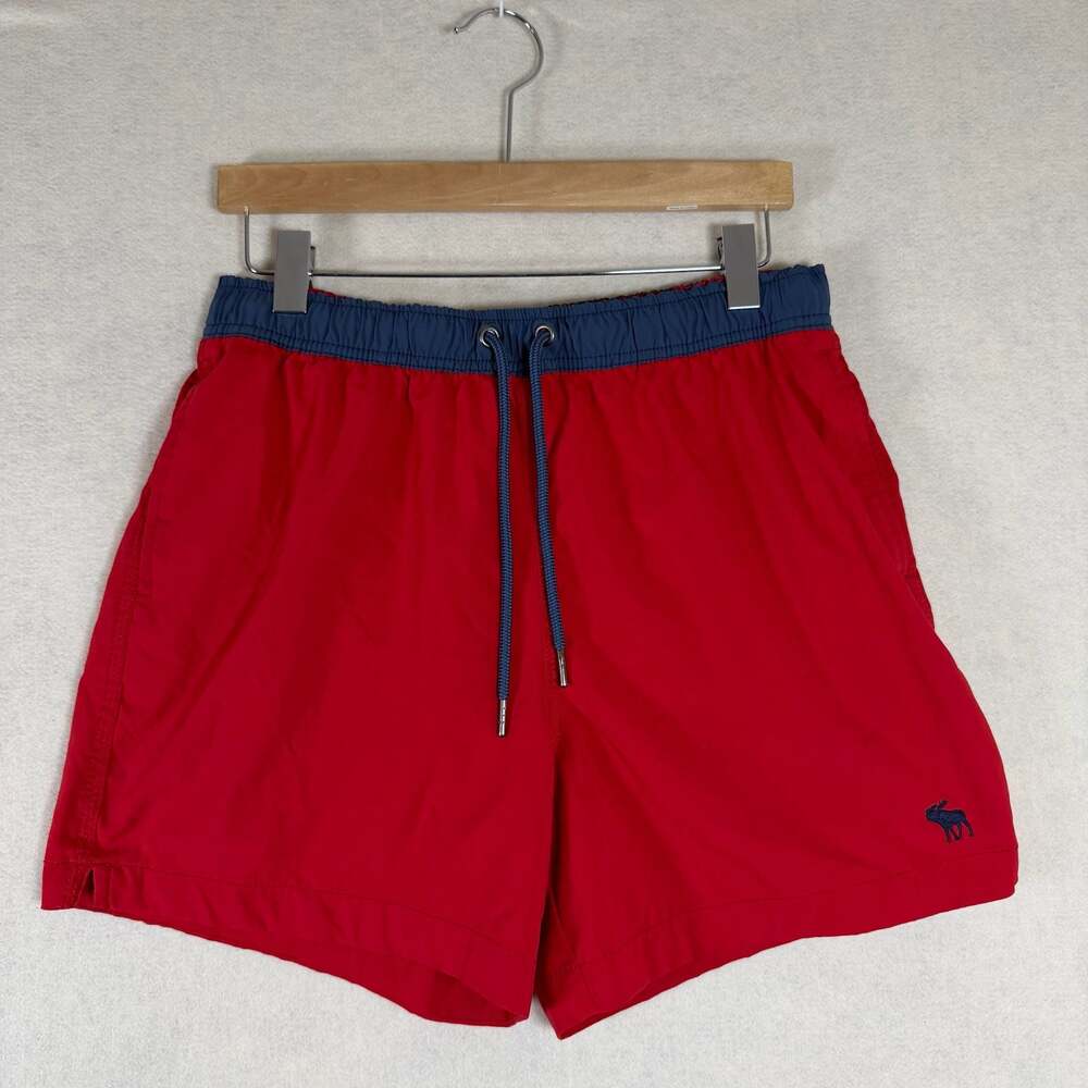 Abercrombie & Fitch Trunks Mens Size L Red Stretch Swim Shorts